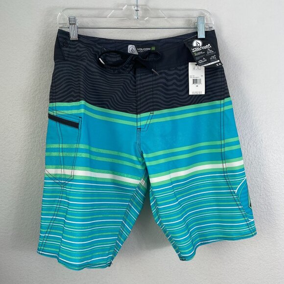NEW Volcom Mod Tech Mens 28 Lido Liney Mod 21 Boardshorts 4 Way Stretch Trunks